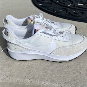 Nike Women's Cream and White Sneakers